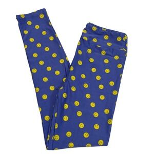 LuLaRoe Girls Leggings S/M Blue Periwinkle Smiley Gigi & Jax Kids Size 2-8 NWT